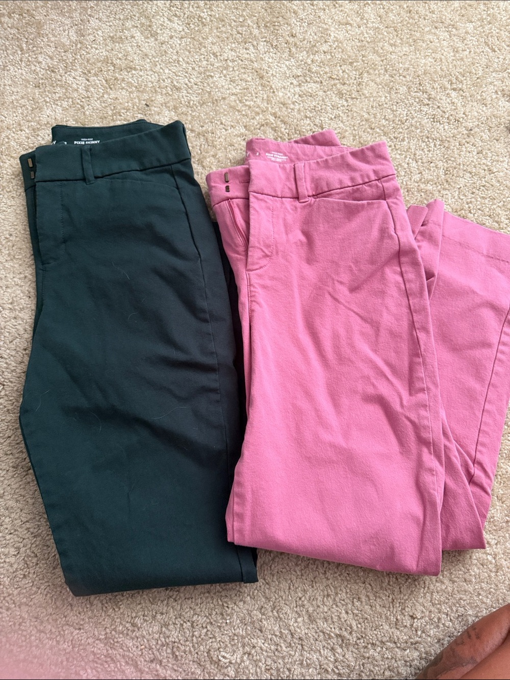 Pink and green high rise pixie straight